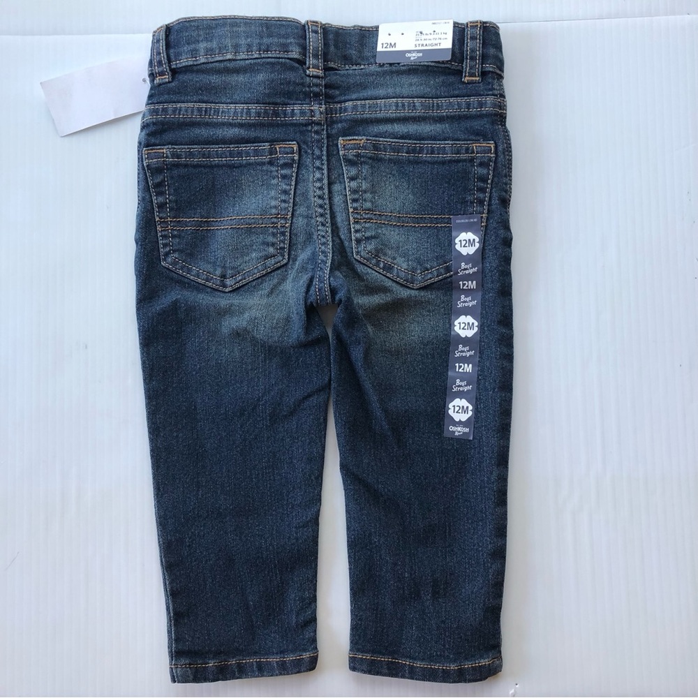 NWT OSHKOSH B’GOSH E-Z Adjust Waist Infant Straight Jeans size 12 Months